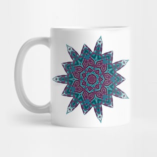 Teal and Purple Abstract Mandala Star Silhouette Mug